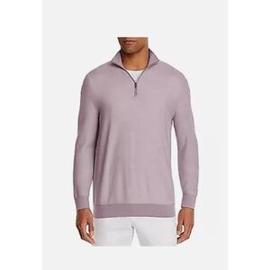 Bloomingdales The Mens Store Mens Collared Half Zipped Sweater Purple MEDIUM